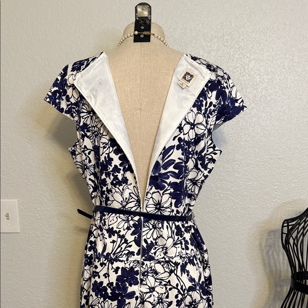 Anne Klein Navy and White Floral Midi Dress - Picture 8 of 11